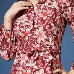 Women Floral Print Top & Trousers Set