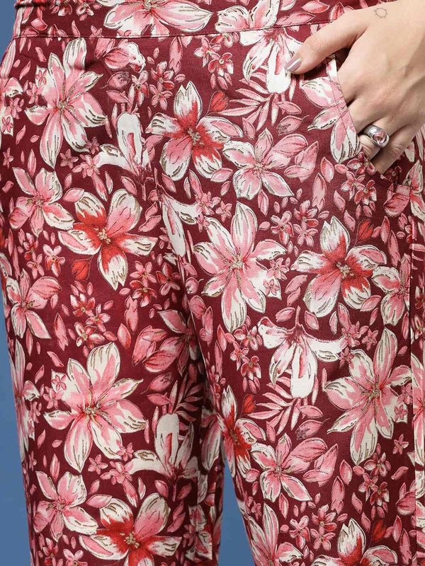 Women Floral Print Top & Trousers Set