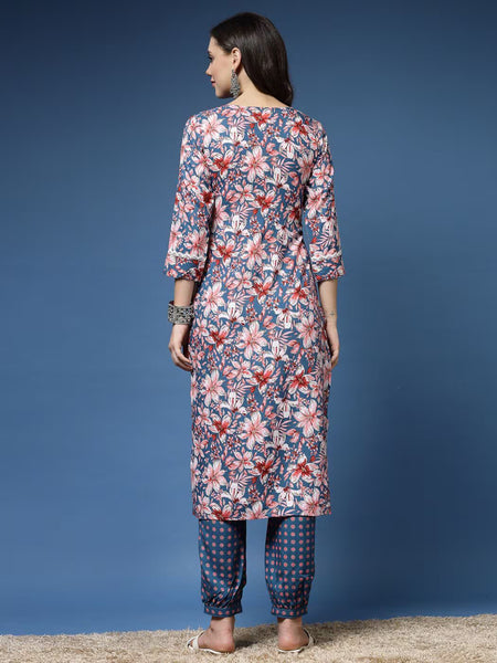 Women Floral Print Straight Kurta & Pants Set