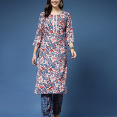 Women Floral Print Straight Kurta & Pants Set