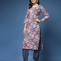 Women Floral Print Straight Kurta & Pants Set
