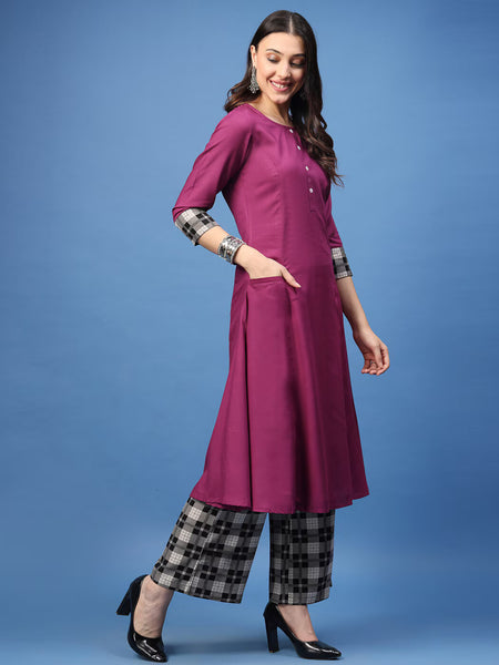 Women Straight Kurta Palazzo Set
