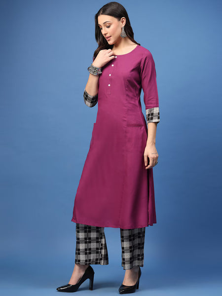 Women Straight Kurta Palazzo Set