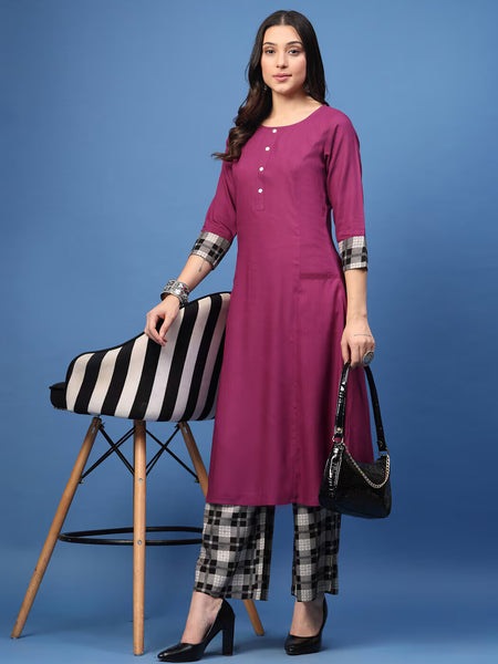 Women Straight Kurta Palazzo Set