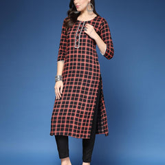 Women Checked Straight Kurta