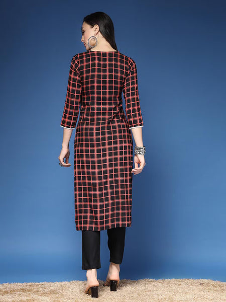 Women Checked Straight Kurta