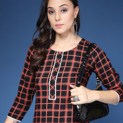 Women Checked Straight Kurta