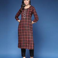 Women Checked Straight Kurta