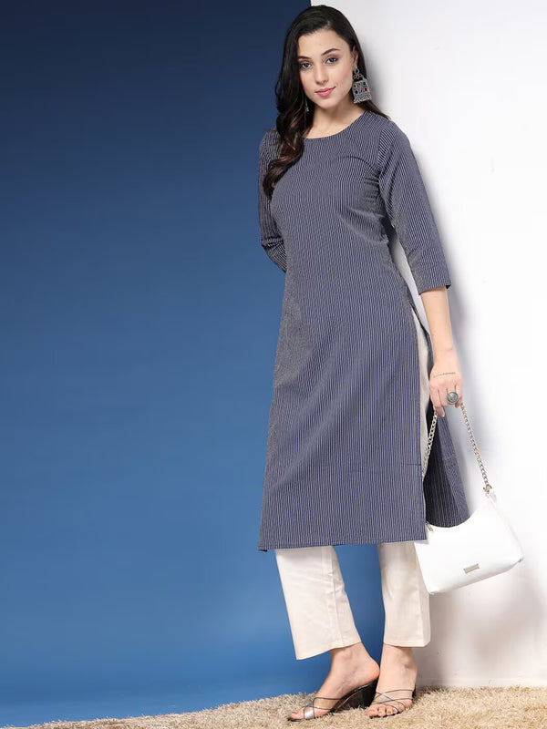 Women Striped Straight Kurta