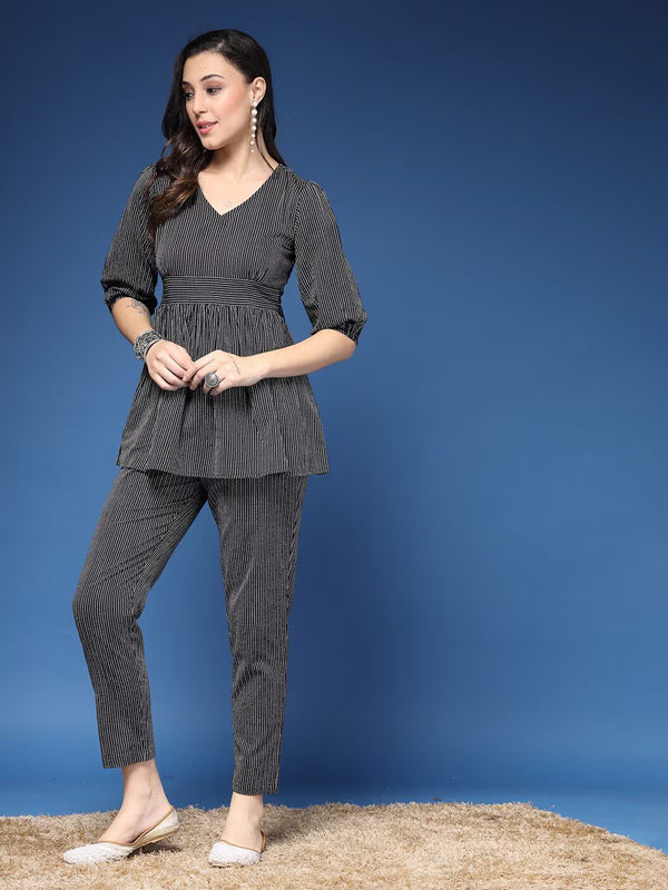 Women Striped 2-Piece Co-Ord Set