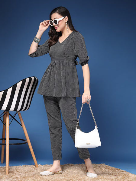 Women Striped 2-Piece Co-Ord Set