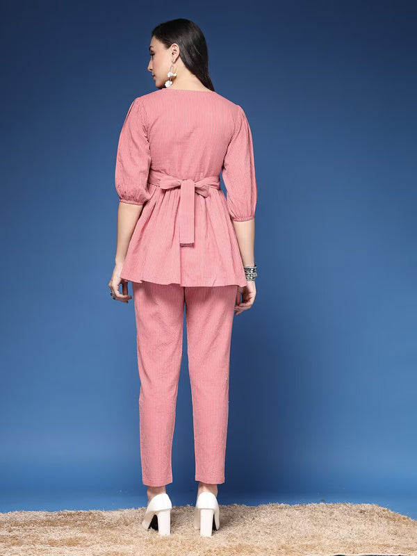 Women Striped 2-Piece Co-Ord Set