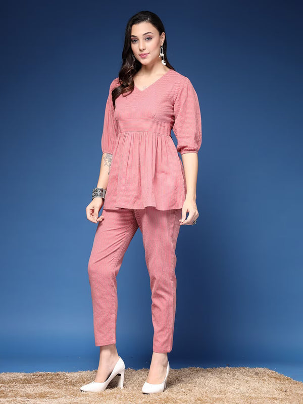 Women Striped 2-Piece Co-Ord Set