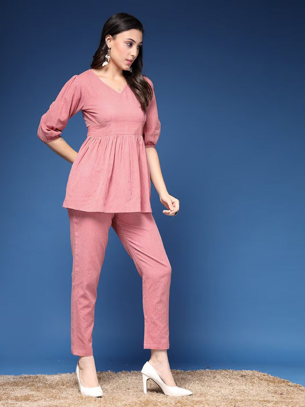 Women Striped 2-Piece Co-Ord Set