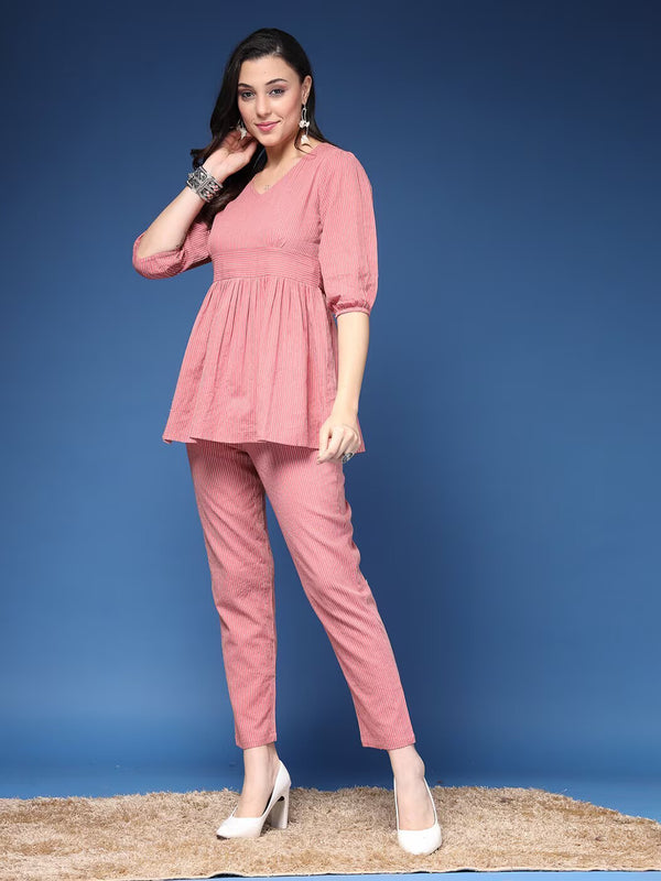 Women Striped 2-Piece Co-Ord Set