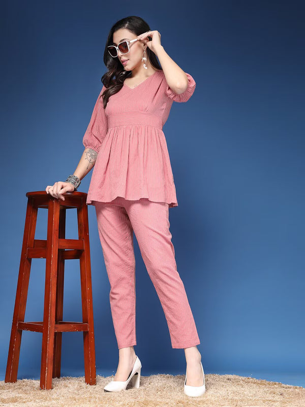 Women Striped 2-Piece Co-Ord Set