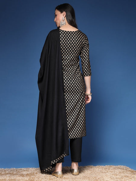 Women Printed Straight Kurta Set with Dupatta