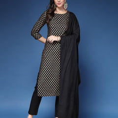 Women Printed Straight Kurta Set with Dupatta