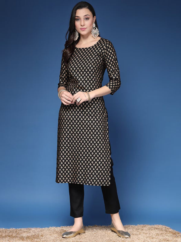Women Printed Straight Kurta Set with Dupatta