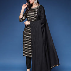 Women Printed Straight Kurta Set with Dupatta