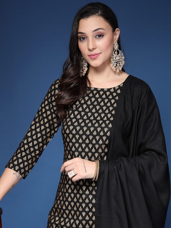 Women Printed Straight Kurta Set with Dupatta
