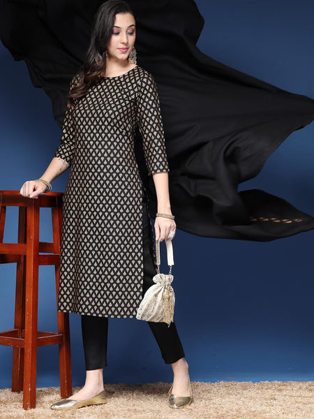 Women Printed Straight Kurta Set with Dupatta