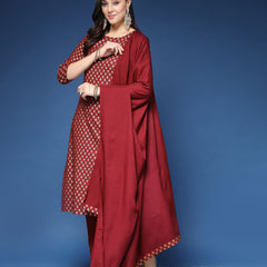 Women Printed Straight Kurta Set with Dupatta