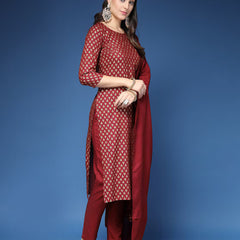 Women Printed Straight Kurta Set with Dupatta
