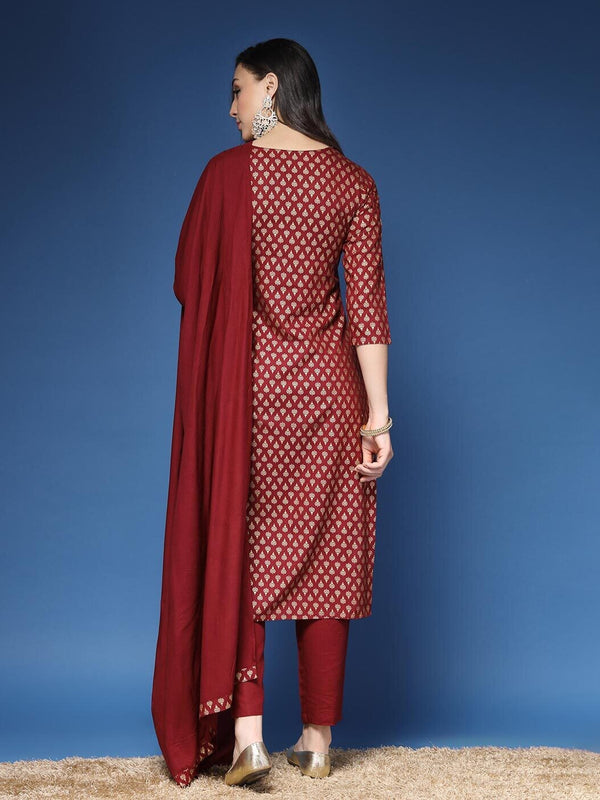 Women Printed Straight Kurta Set with Dupatta