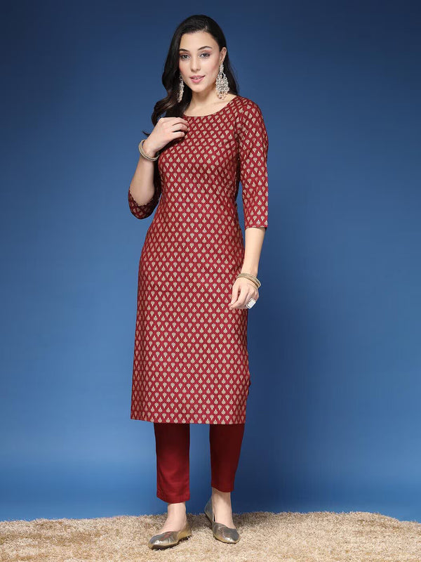 Women Printed Straight Kurta Set with Dupatta
