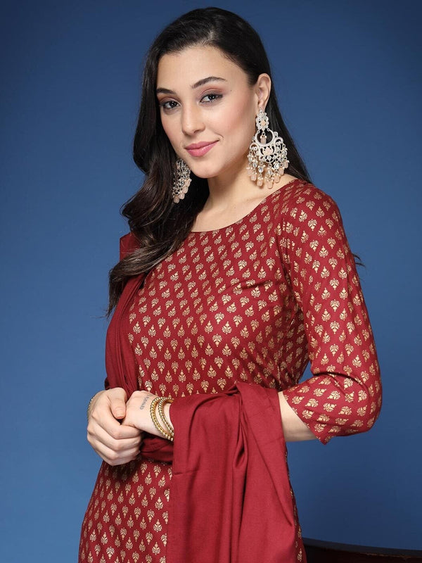Women Printed Straight Kurta Set with Dupatta