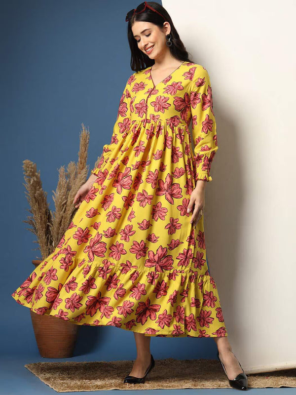 Women Floral Print Fit & Flare Dress