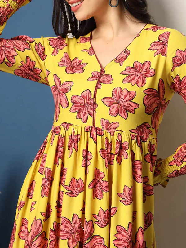 Women Floral Print Fit & Flare Dress