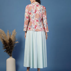 Women Floral Print Fit & Flare Dress with Jacket