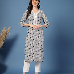 Women Leaf Straight Kurta