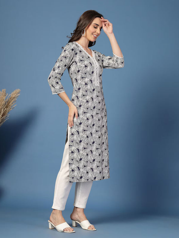 Women Leaf Straight Kurta