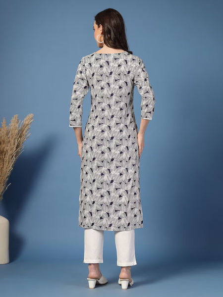 Women Leaf Straight Kurta