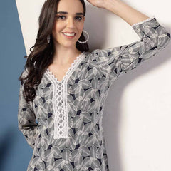 Women Leaf Straight Kurta