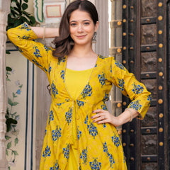 Women Floral Print Long Dress with Shrug Set