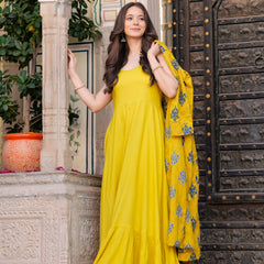 Women Floral Print Long Dress with Shrug Set