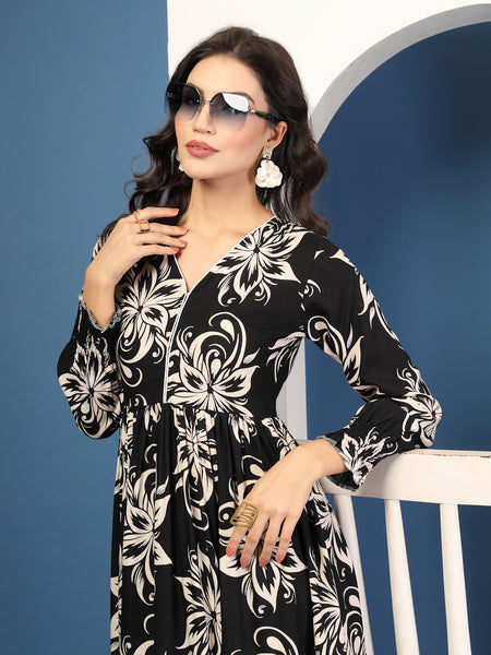 Women's Floral Print Fit & Flare Dress