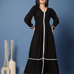 Women V-Neck Fit & Flare Dress