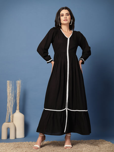 Women V-Neck Fit & Flare Dress