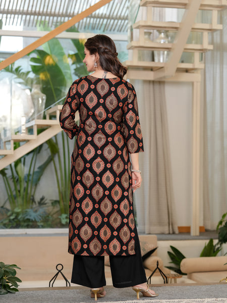 Women's Rayon Straight Kurta & Palazzo with Dupatta Set