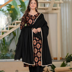 Women's Rayon Straight Kurta & Palazzo with Dupatta Set