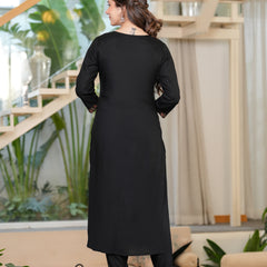 Women's Rayon Flared Kurta & Pants with Dupatta Set