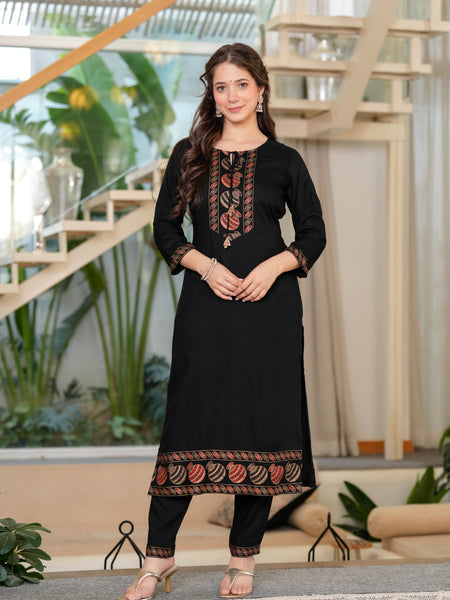Women's Rayon Flared Kurta & Pants with Dupatta Set