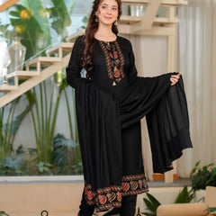 Women's Rayon Flared Kurta & Pants with Dupatta Set