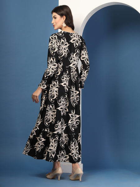Women's Floral Print Fit & Flare Dress