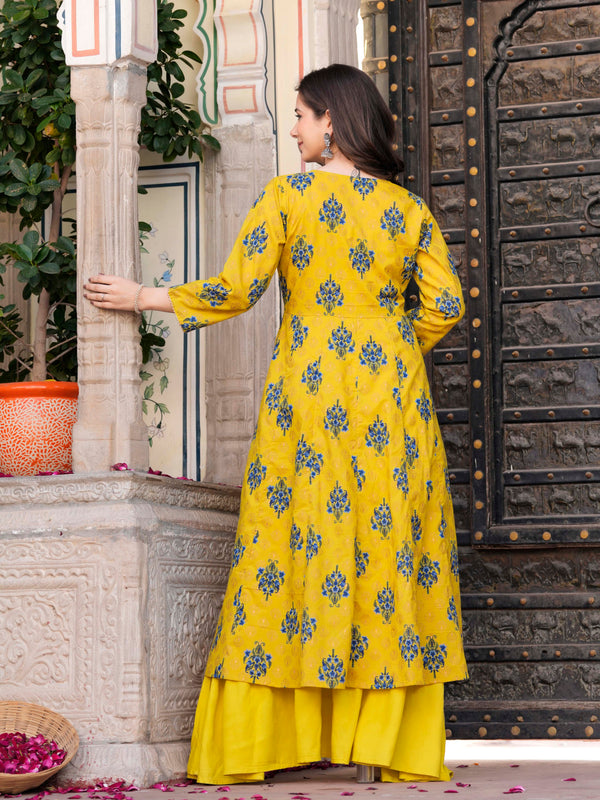 Women Floral Print Long Dress with Shrug Set
